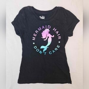 Justice Black Mermaid Hair Don't Care Graphic Tee 7